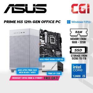 Prime Hi5 Intel i5 14th Gen Office PC ( Intel Core i5 / 16GB RAM / 512GB SSD / Windows 11 Pro ) with Office - White Casing