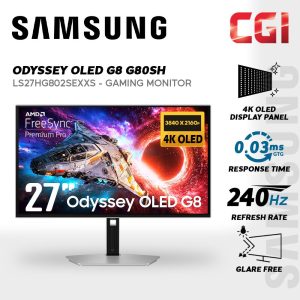 Samsung 27" Odyssey G8 G80SH LS27HG802SEXXS ( OLED, 4K UHD, HDR10+, 240Hz, 0.03ms, Freesync ) Gaming Monitor