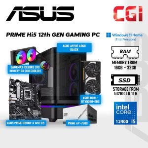 PRIME Hi5 12th Gen Gaming PC Set ( Intel Core i5 | Nvidia RTX5060 O8G | 16GB RAM | 512GB SSD | Win11Home Trial )