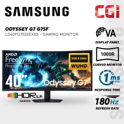 Samsung 40” Odyssey G7 G75F LS40FG752EEXXS ( VA, WUHD, HDR10+, 180Hz, 1ms, Freesync Premium Pro ) Curved Gaming Monitor