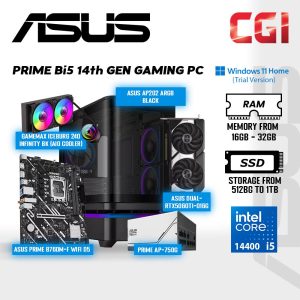 PRIME Bi5 14th Gen Gaming PC Set ( Intel Core i5 | Nvidia RTX5060Ti | 16GB RAM | 512GB SSD | Win11Home Trial )