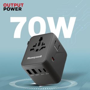 0bd628bb734e564b57c4a8fef654252c.jpeg Honeywell Universal World Platinum Series Travel Adapter 70W (Black) - HC000071/CHG/TRV/BLK/70W