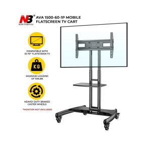 0c1a98b47db203a2993c83baf3f6ce72.jpeg North Bayou Ava 1500-60-1P Portable Height Adjustable TV Mount Stand Mobile Trolley Cart