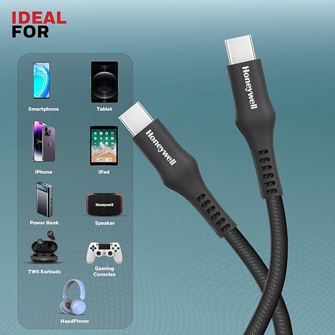 Honeywell Type-C to Type-C Cable 1.2 Meter (Black) - HC000700/CBL/1.2M/BLK