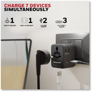 239182aa0d0a1104095f8b71c69ca0a6.jpeg Honeywell Universal World Platinum Series Travel Adapter 45W (Black) - HC000069/CHG/TRV/WHT/45W