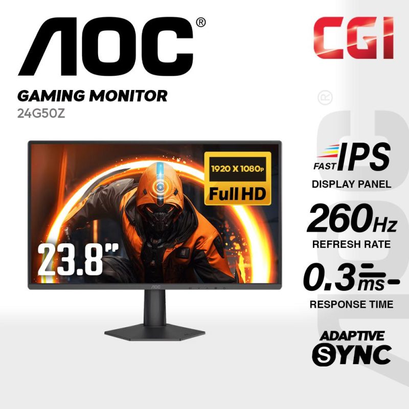 AOC 23.8" 24G50Z Fast IPS FHD Adaptive Sync 260Hz 0.03ms Gaming Monitor