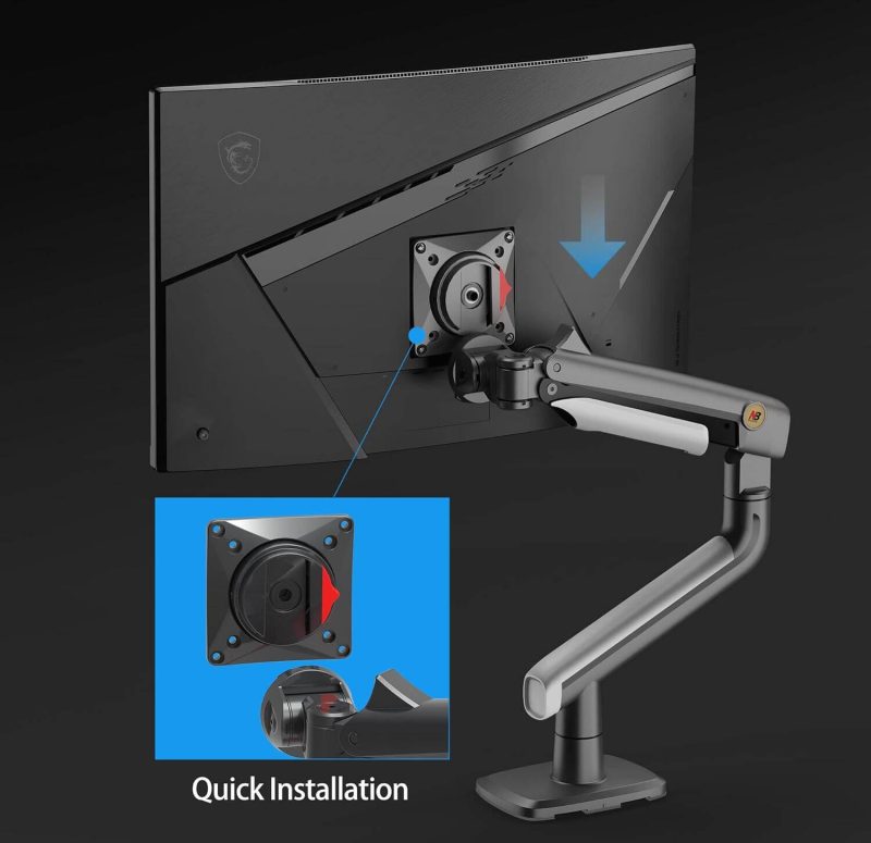 3e89ad4dad249c4d20cf8201e5af1bee.jpeg North Bayou A5 Mechanical Spring Monitor Arm for Monitor Size 17" to 32" - Matte Charcoal