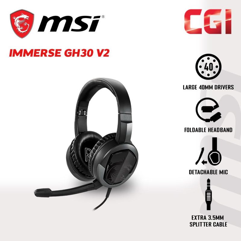 MSI Immerse GH30 V2 Foldable Wired Gaming Headset