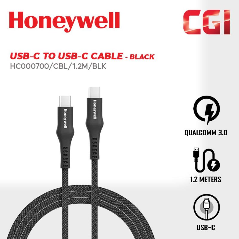 Honeywell Type-C to Type-C Cable 1.2 Meter (Black) - HC000700/CBL/1.2M/BLK