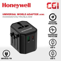 Honeywell Universal World Platinum Series Travel Adapter 45W (Black) - HC000069/CHG/TRV/WHT/45W