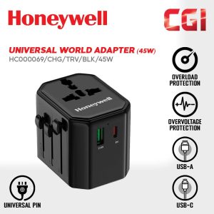 93b36000be9a2dedfe1350cfd6169fc0.jpeg Honeywell Universal World Platinum Series Travel Adapter 45W (Black) - HC000069/CHG/TRV/WHT/45W