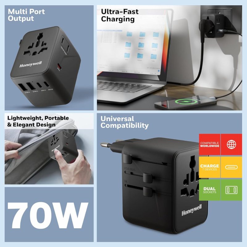 b9f597d0a14268647dbad7eb419ba690.jpeg Honeywell Universal World Platinum Series Travel Adapter 70W (Black) - HC000071/CHG/TRV/BLK/70W