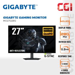 Gigabyte 27" MO27Q28G WOLED QHD G-Sync 280Hz 0.03ms Ergonomic Borderless Anti Reflection Gaming Monitor
