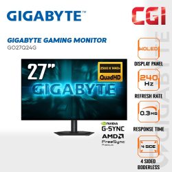 Gigabyte 27" GO27Q24G QHD RealBlack Glossy Freesync Premium G-Sync 240Hz 0.03ms Ergonomic Borderless WOLED Gaming Monitor