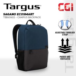 Targus 15.6" TBB63602GL Sagano EcoSmart Campus Backpack - Blue