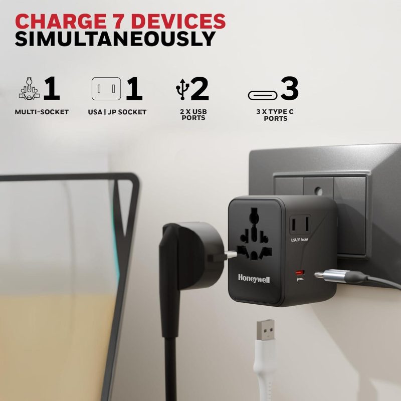 e839967f224d39a335ec3c0a3dbf5de1.jpeg Honeywell Universal World Platinum Series Travel Adapter 70W (Black) - HC000071/CHG/TRV/BLK/70W