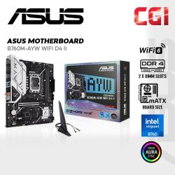 Asus B760M-AYW WiFi D4 II Intel B760 LGA 1700 mATX WiFi 6 Aura Sync Motherboard