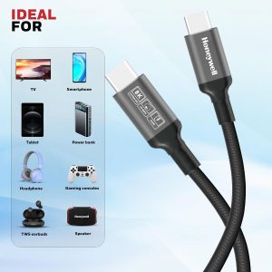 Honeywell Type-C to Type-C Braided USB 4 Cable 8K PD 240W Fast Charge - HC000706CBL1.2MBLK