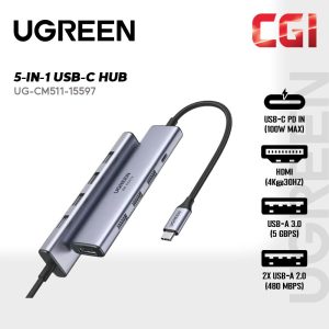 UGREEN 5-in-1 4K 60Hz 5Gbps PD100W USB-C Hub