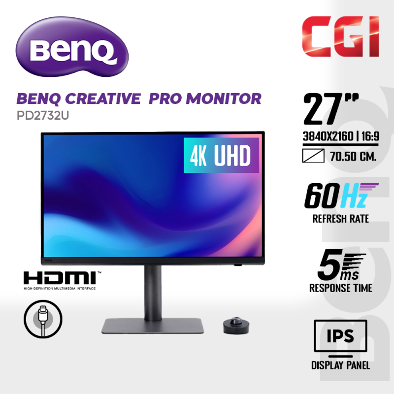 BenQ 27" PD2732U IPS 4K UHD HDR10 60Hz 5ms Adobe RGB Daisy Chain ThunderBolt Creative Pro Monitor