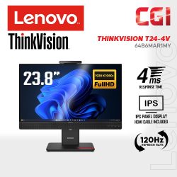 Lenovo 23.8" T24-4v IPS FHD 120Hz 4ms Built-In Camera And Speakers Ergonomic Video Conferencing Monitor - 64B6MAR1MY