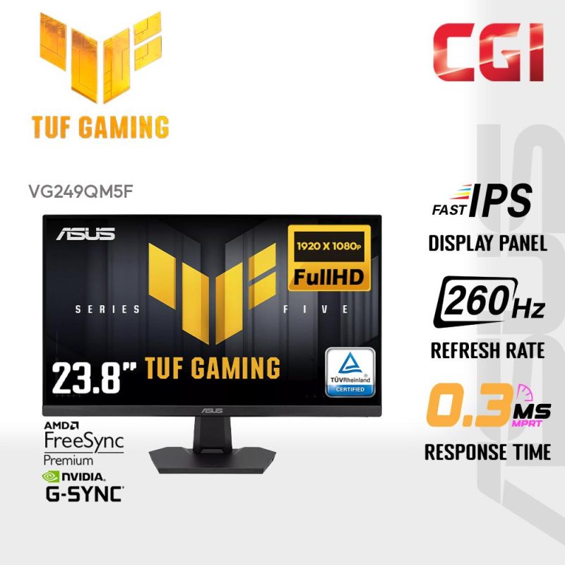 Asus TUF 23.8" VG249QM5F Fast IPS FHD HDR10 Adaptive Sync 260Hz 0.3ms Speaker Gaming Monitor