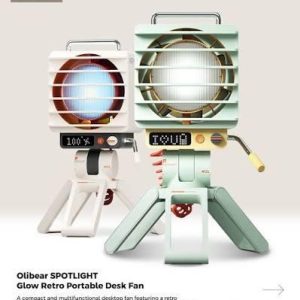 OliBear Spotlight Glow Retro Portable Desk Table Fan