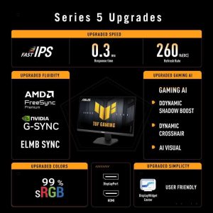 Asus TUF 23.8" VG249QM5F Fast IPS FHD HDR10 Adaptive Sync 260Hz 0.3ms Speaker Gaming Monitor