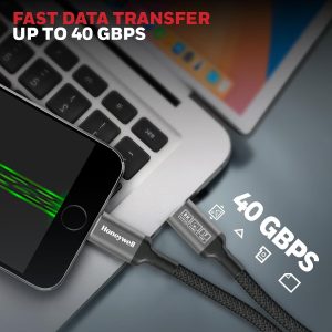 Honeywell Type-C to Type-C Braided USB 4 Cable 8K PD 240W Fast Charge - HC000706CBL1.2MBLK