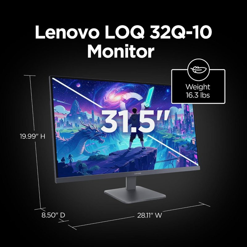 Lenovo 31.5" LOQ 32Q-10 Fast VA QHD HDR10 AMD FreeSync Adaptive Sync 180Hz 0.5ms Gaming Monitor - 68F7GAC1MY