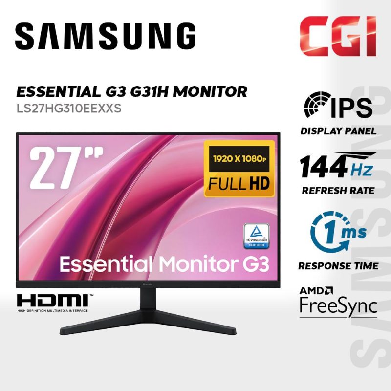 Samsung 27" G3 G31H LS27HG310EEXXS IPS FHD AMD FreeSync 144Hz 1ms Essential Monitor