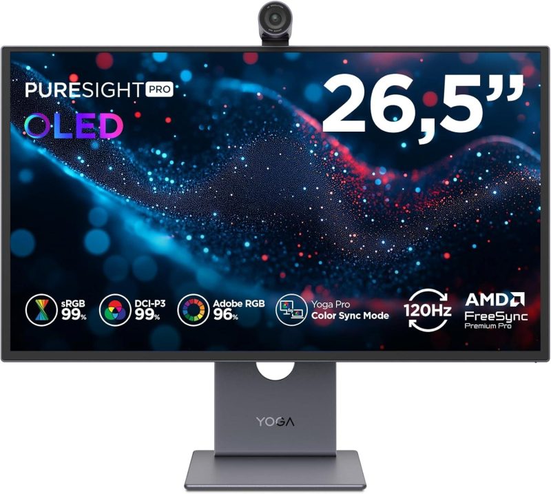 Lenovo 26.5" Yoga Pro 27UD-10 QD-0LED UHD G-Sync FreeSync 120Hz 0.03ms Speaker Daisy Chain Monitor - 67E5RAC2MY