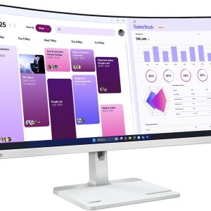 Lenovo 34" L34W-4C VA WQHD HDR10 120Hz 1ms AMD FreeSync MediaSync Height Adjustable Curved Monitor - 68F0GAC3MY
