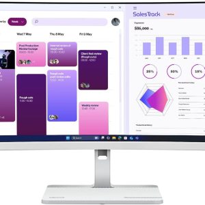 Lenovo 34" L34W-4C VA WQHD HDR10 120Hz 1ms AMD FreeSync MediaSync Height Adjustable Curved Monitor - 68F0GAC3MY