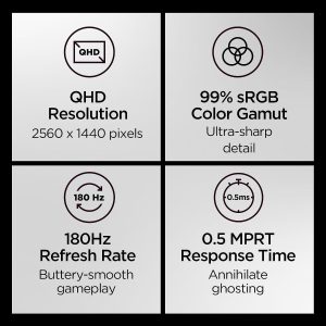 Lenovo 31.5" LOQ 32Q-10 Fast VA QHD HDR10 AMD FreeSync Adaptive Sync 180Hz 0.5ms Gaming Monitor - 68F7GAC1MY