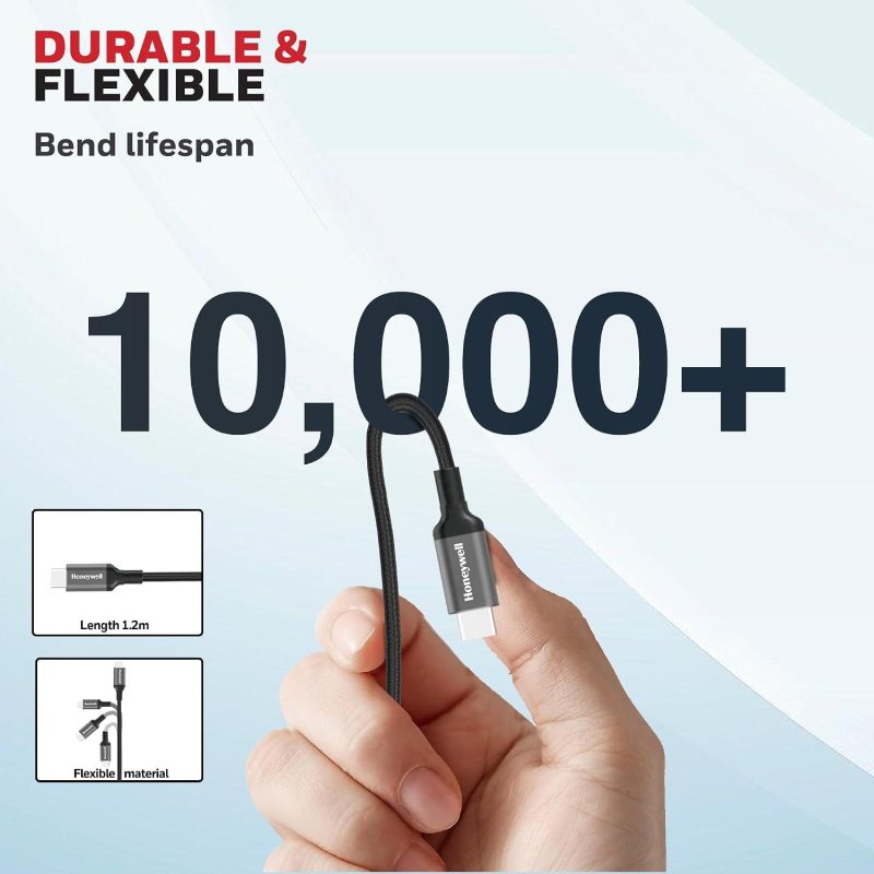 Honeywell Type-C to Type-C Braided USB 4 Cable 8K PD 240W Fast Charge - HC000706CBL1.2MBLK