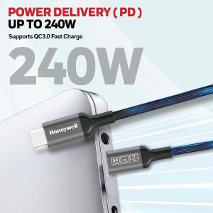 Honeywell Type-C to Type-C Braided USB 4 Cable 8K PD 240W Fast Charge - HC000706CBL1.2MBLK