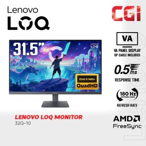 Lenovo 31.5" LOQ 32Q-10 Fast VA QHD HDR10 AMD FreeSync Adaptive Sync 180Hz 0.5ms Gaming Monitor - 68F7GAC1MY