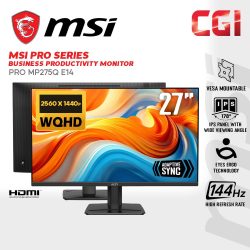MSI 27" PRO MP275Q E14 IPS WQHD Adaptive Sync FreeSync 144Hz 1ms Built-In Speaker EyesErgo Business Monitor