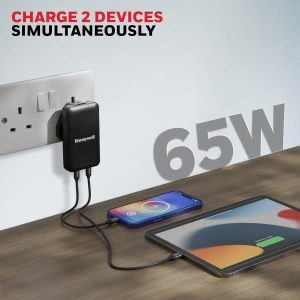 Honeywell 65W GAN Zest Ultrafast Dual Type-C Multi-Plug Ultra Thin Wall Charger