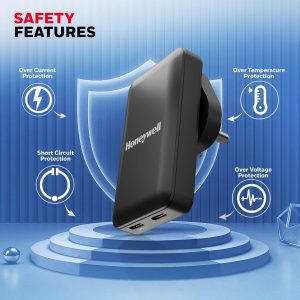 Honeywell 65W GAN Zest Ultrafast Dual Type-C Multi-Plug Ultra Thin Wall Charger