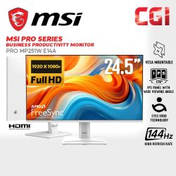 MSI 24.5" Pro MP251W E14A IPS FHD FreeSync 144Hz 1ms Eyes Ergo Business Monitor with Speaker