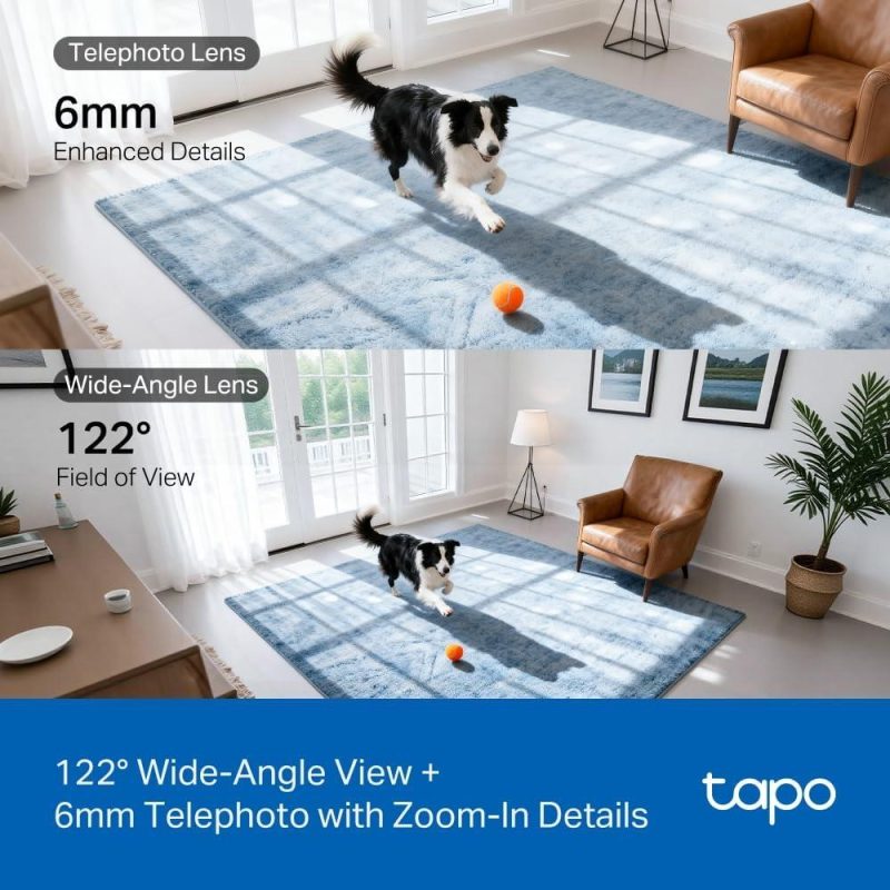 TP-Link Tapo C245D 2K 3MP Dual Lens Pan/Tilt Wide Angle Smart Dual Ai Detection Security Camera