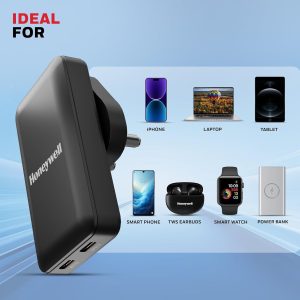Honeywell 65W GAN Zest Ultrafast Dual Type-C Multi-Plug Ultra Thin Wall Charger