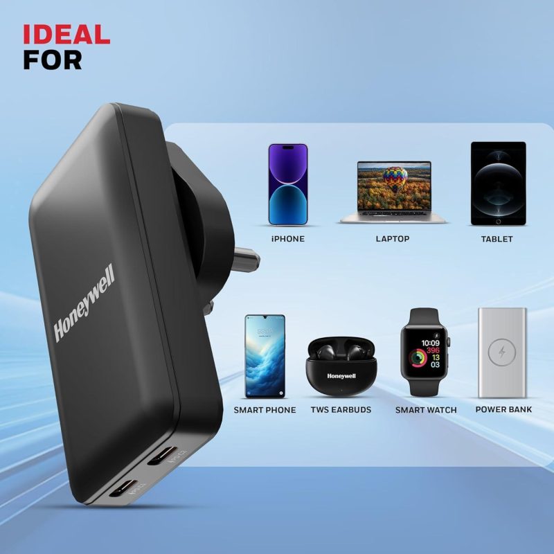 Honeywell 65W GAN Zest Ultrafast Dual Type-C Multi-Plug Ultra Thin Wall Charger