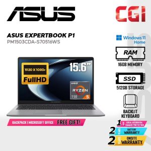 Asus 15.6" ExpertBook PM1503CDA Laptop Ryzen 5 150 16GB 512GB FHD Win11Home 2Y Onsite with Office - PM1503CDA-S70516WS