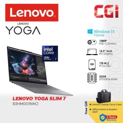 Lenovo 15.3" Yoga Slim 7i Aura Edition U7 258V 32GB 1TB 2.8K WQXGA+ 500Nits W11H Touchscreen Laptop with Office - 83HM001NMJ