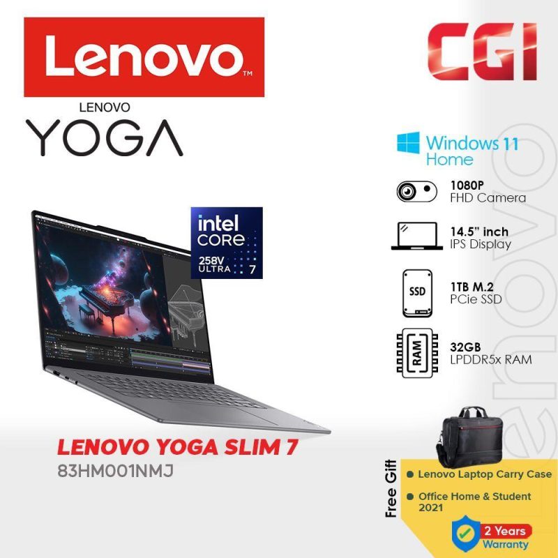 664c4a282bf65217e2de68c51fe0f278.jpeg Lenovo 15.3" Yoga Slim 7i Aura Edition U7 258V 32GB 1TB 2.8K WQXGA+ 500Nits W11H Touchscreen Laptop with Office - 83HM001NMJ