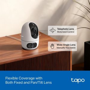 TP-Link Tapo C245D 2K 3MP Dual Lens Pan/Tilt Wide Angle Smart Dual Ai Detection Security Camera