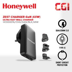 Honeywell 65W GAN Zest Ultrafast Dual Type-C Multi-Plug Ultra Thin Wall Charger